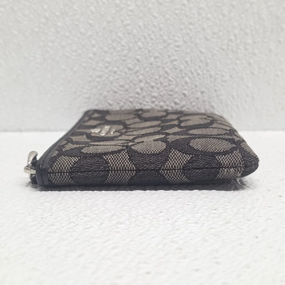Coach Corner Zip Wristlet Wallet Black Smoke Silver F58033 - Read